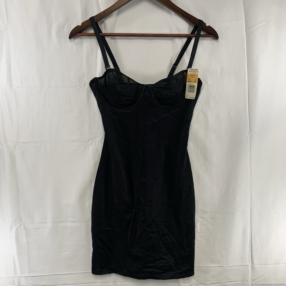 Vintage Weight Watchers In Control Instant‎ Body Shaping Bra Slip Size 36C Black